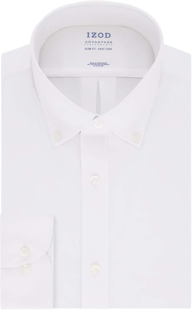 IZOD Men's Dress Shirt Slim Fit Stretch Fx Cooling Collar Solid