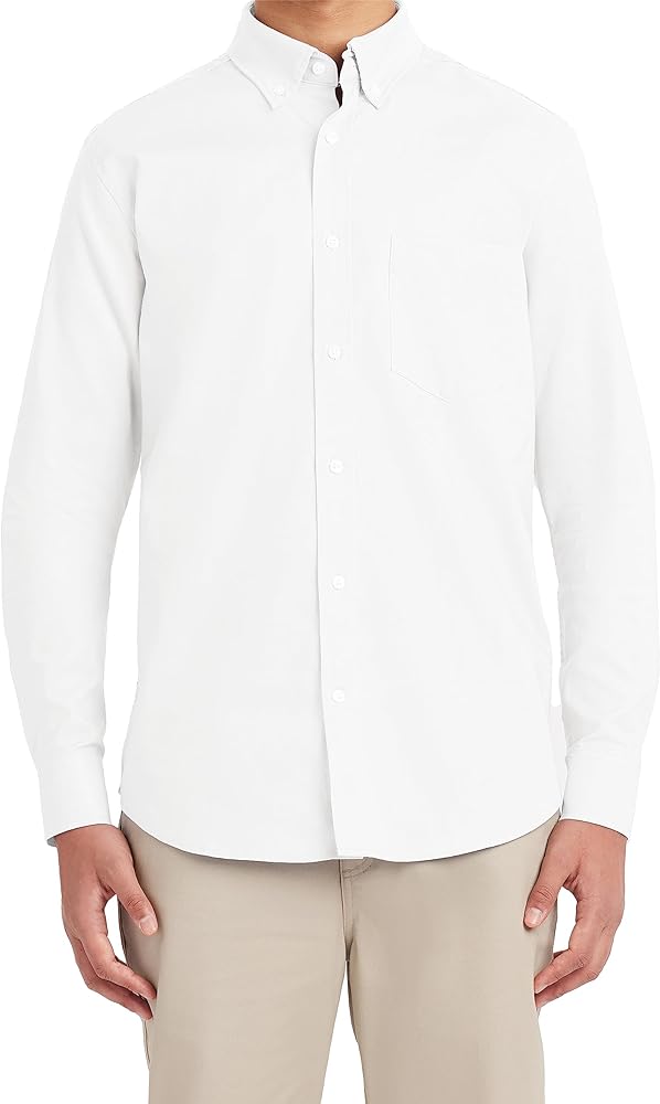 Nautica Young Men's School Uniform Long Sleeve Performance Oxford Button-Down Shirt