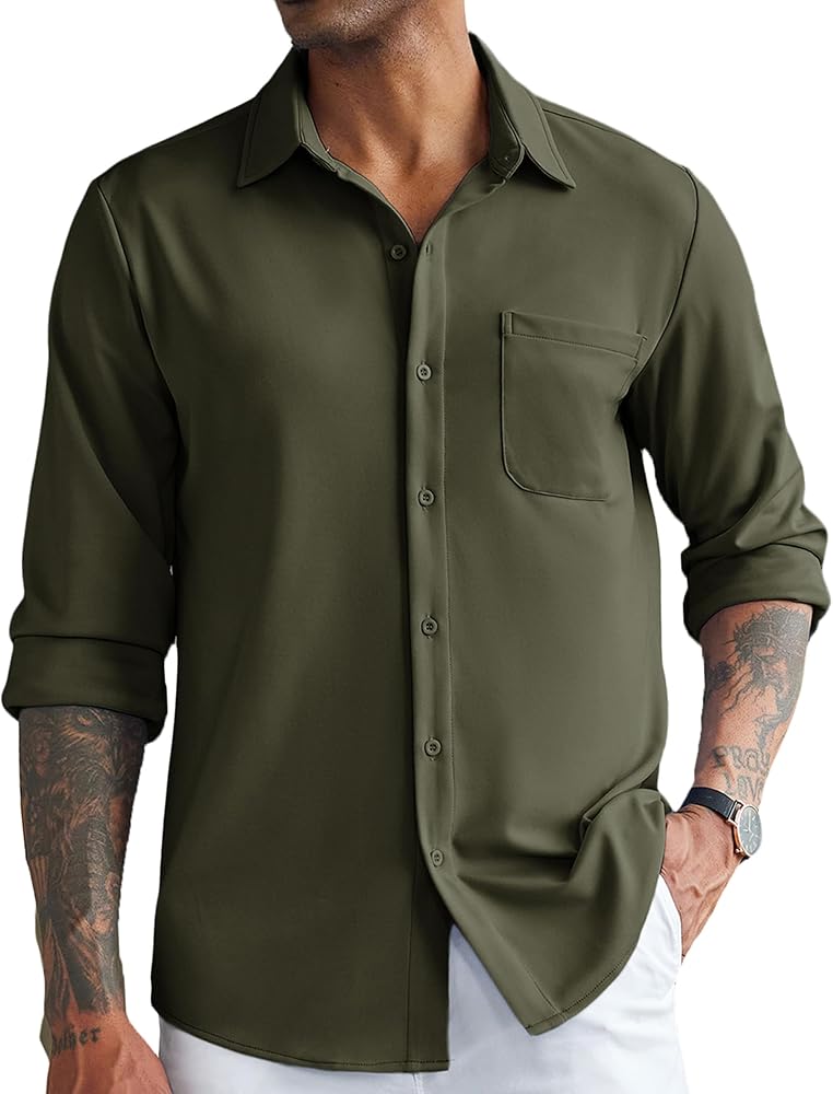 COOFANDY Men's Wrinkle Free Shirts Casual Long Sleeve Button Down Dress Shirts