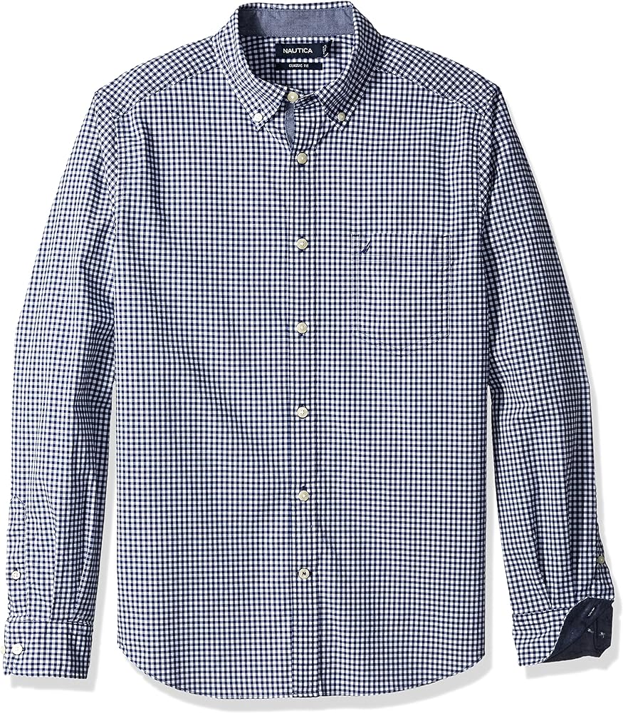 Nautica Men's Classic Fit Stretch Solid Long Sleeve Button Down Shirt