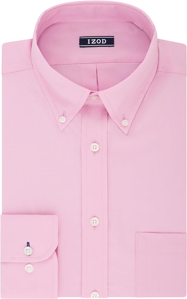 IZOD Men's Dress Shirt Regular Fit Stretch Solid Button Down Collar