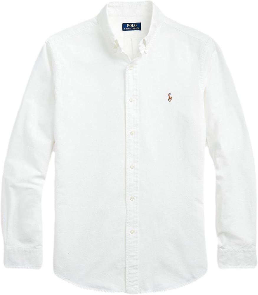 POLO RALPH LAUREN Men's Long Sleeve Oxford Button Down Shirt (XXL, BasicWhite)