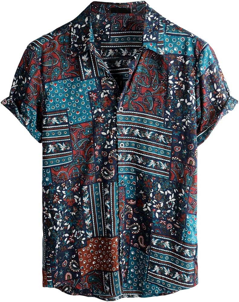 VATPAVE Mens Casual Short Sleeve Button Down Shirts Regular Fit Hawaiian Summer Shirts