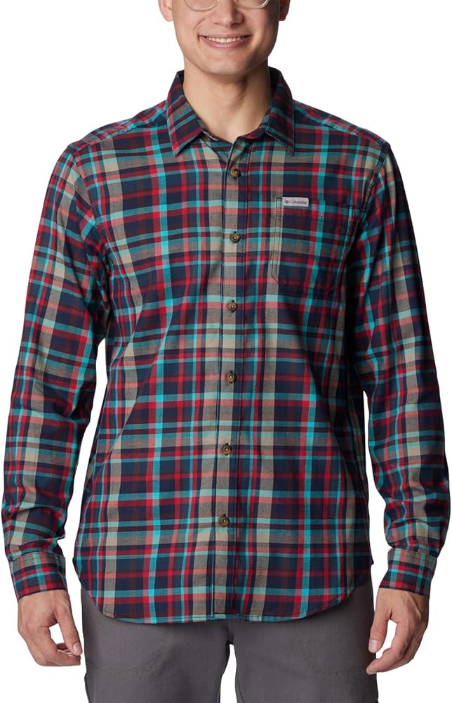 Columbia Men's Vapor Ridge III Long Sleeve Shirt, Collegiate Navy Bright Bold Plaid, X-Large