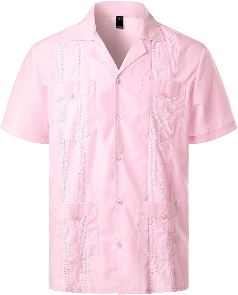 VATPAVE Mens Short Sleeve Button Down Cuban Guayabera Shirts