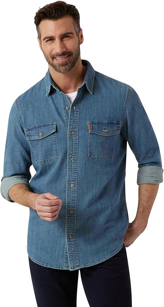 Chaps Men's Shirt - Comfort Stretch Button Down Denim Shirt - Casual Long Sleeve Collared Shirt for Men, M-XXL