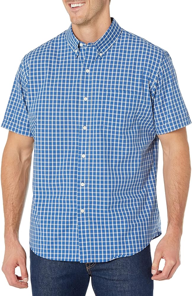 Arrow 1851 Men's Hamilton Poplins Short Sleeve Button Down Plaid Shirt