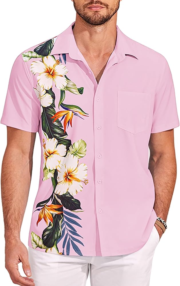 COOFANDY 2024 Hawaiian Shirts for Men Short Sleeve Button Up Tropical Summer Beach Shirt with Pocket