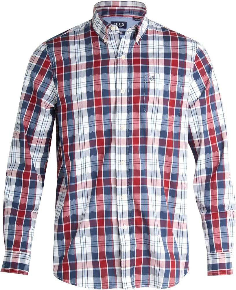 Chaps Men's Button Down Shirt - Long Sleeve Collared Shirt for Men: Wrinkle-Resistant, Sustainable (S-2XL)