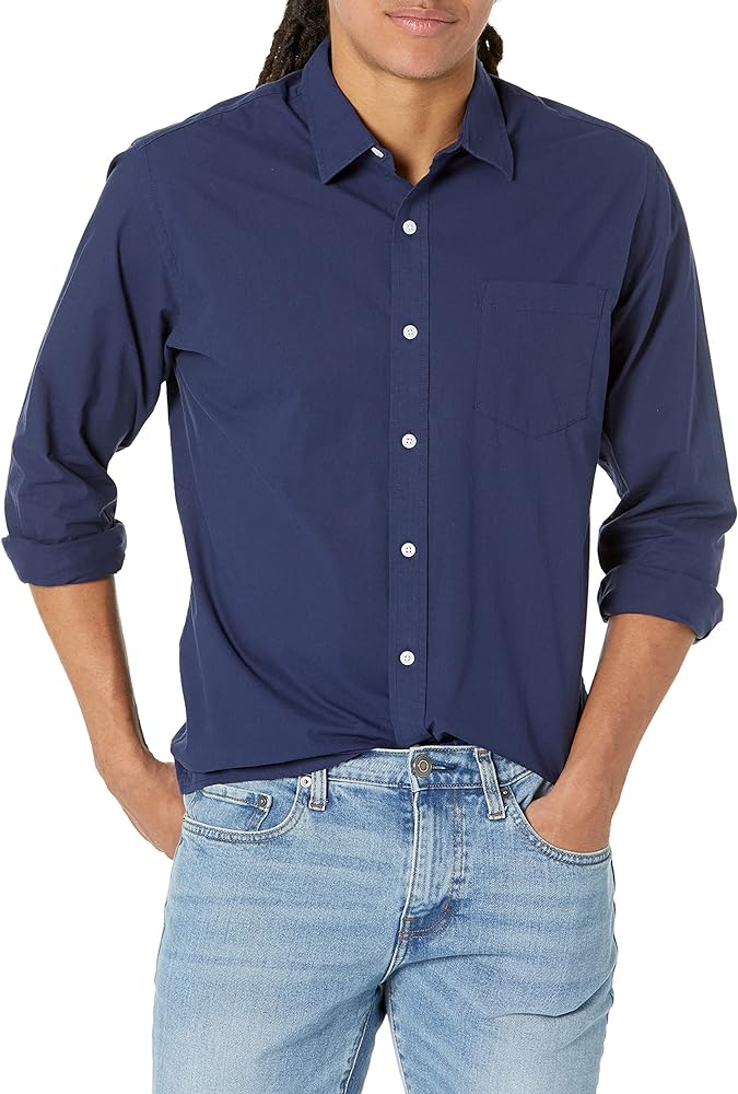 Amazon Essentials Men's Regular-Fit Long-Sleeve Casual Poplin Shirt