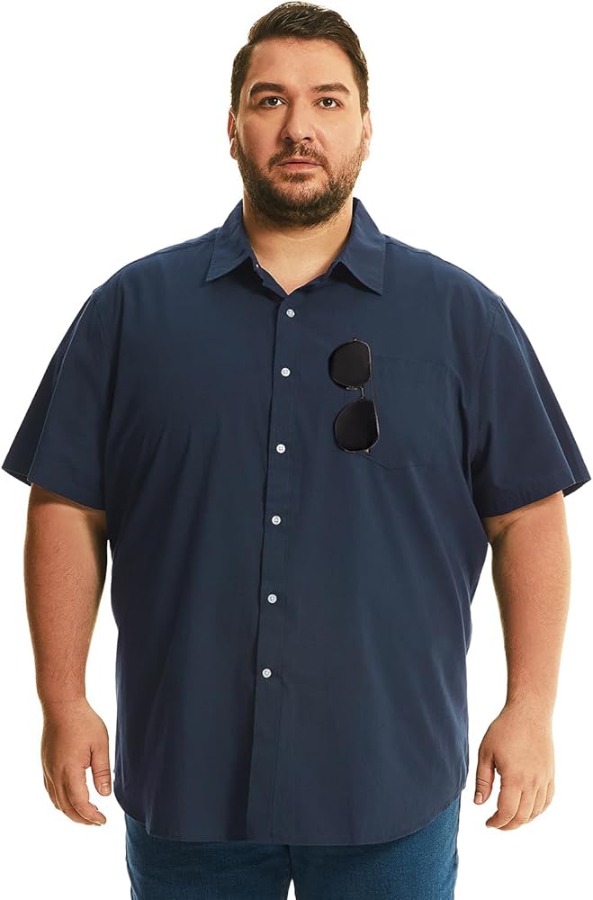 HOdo Big and Tall Mens Cotton Button Down Shirt 2XL-6XL