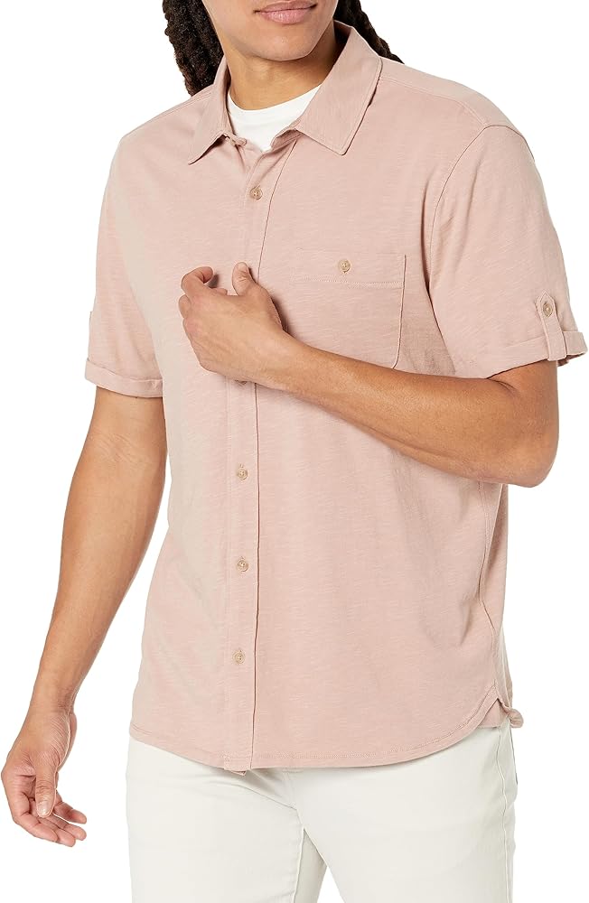 PAIGE Men's Brayden Short Sleeve Shirt with Roll Tab