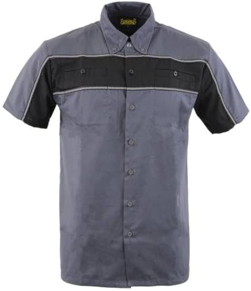 MDM11671.149 Men’s Grey and Black Short Sleeve Mechanic Shirt with Reflective Material