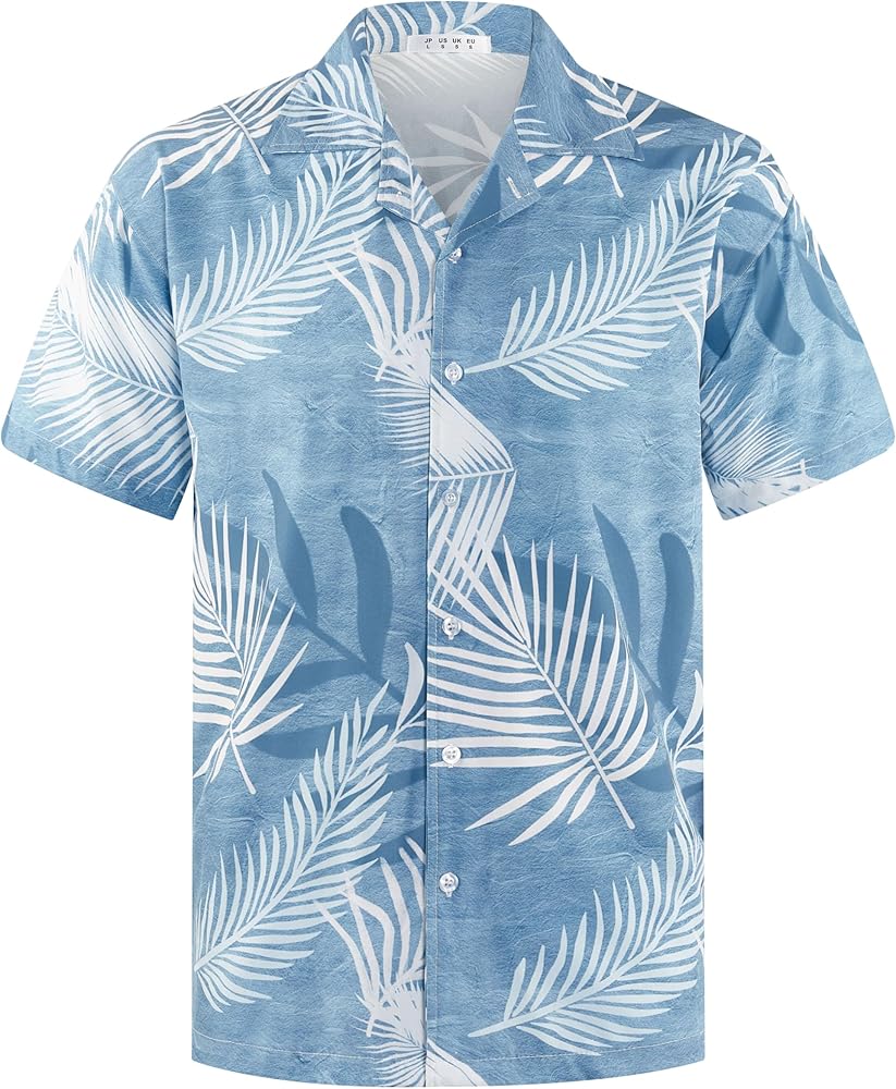 ELETOP Men's Hawaiian Shirt Quick Dry Tropical Beach Shirts Short Sleeve Aloha Holiday Casual Cuban Shirts