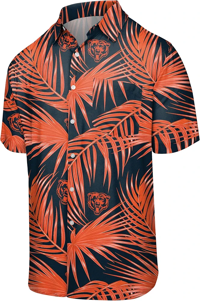 FOCO Men's NFL Team Logo Floral Aloha Tropical Button Up Shirt