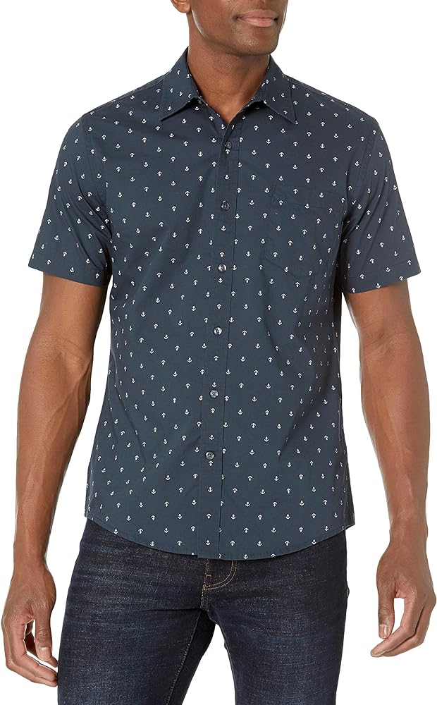 Amazon Essentials Men's Slim-Fit Short-Sleeve Print Shirt