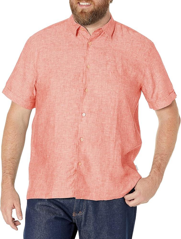 Cubavera Men's Cross Dyed One-Pocket Short Sleeve Button Down Shirt