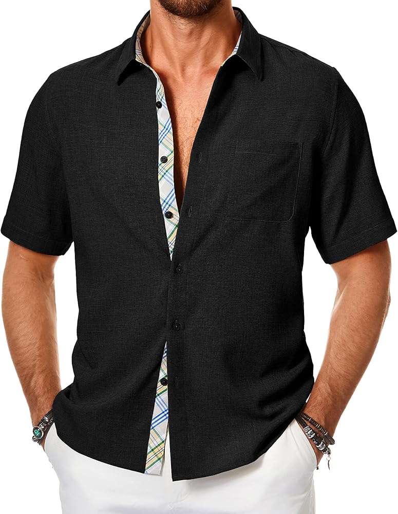 JMIERR Men‘s Shirts Short Sleeve Summer Button Down Casual Beach Hawaiian Shirt with Pocket