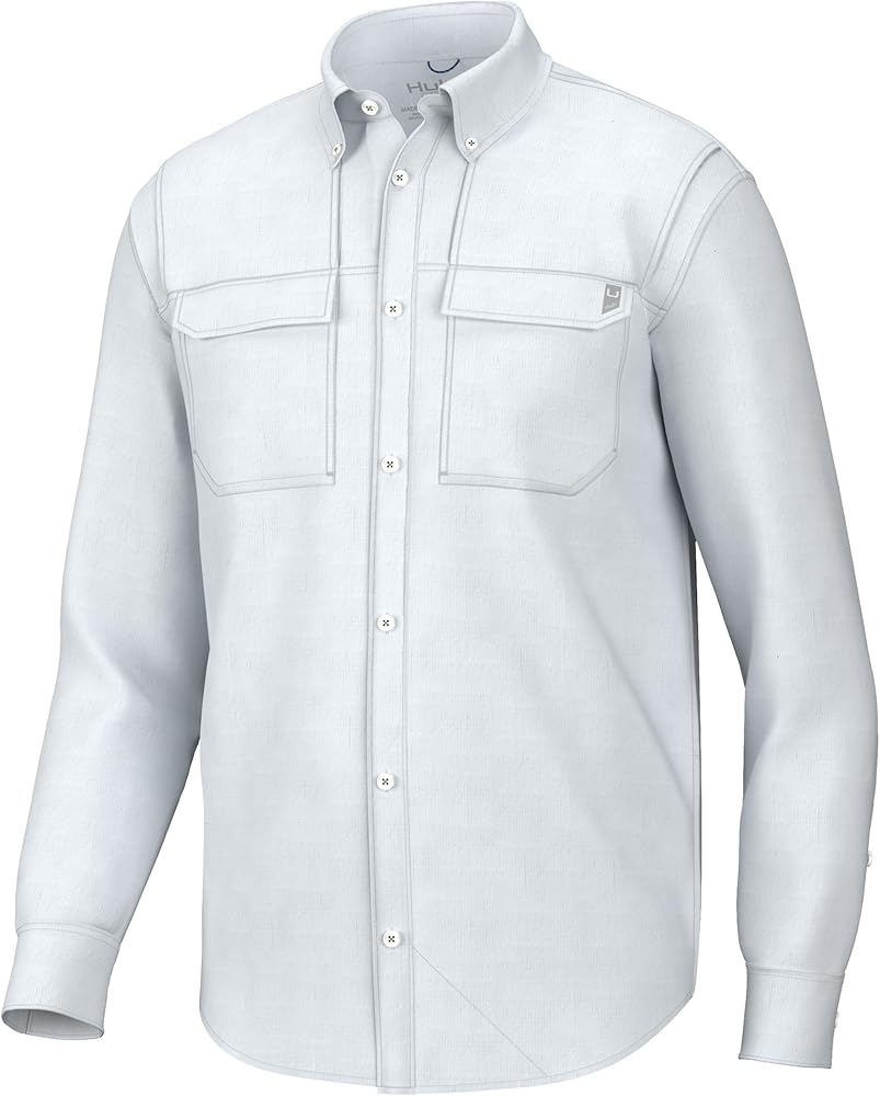 HUK Back Draft Solid Long Sleeve Button, Vented Fishing Shirt for Men