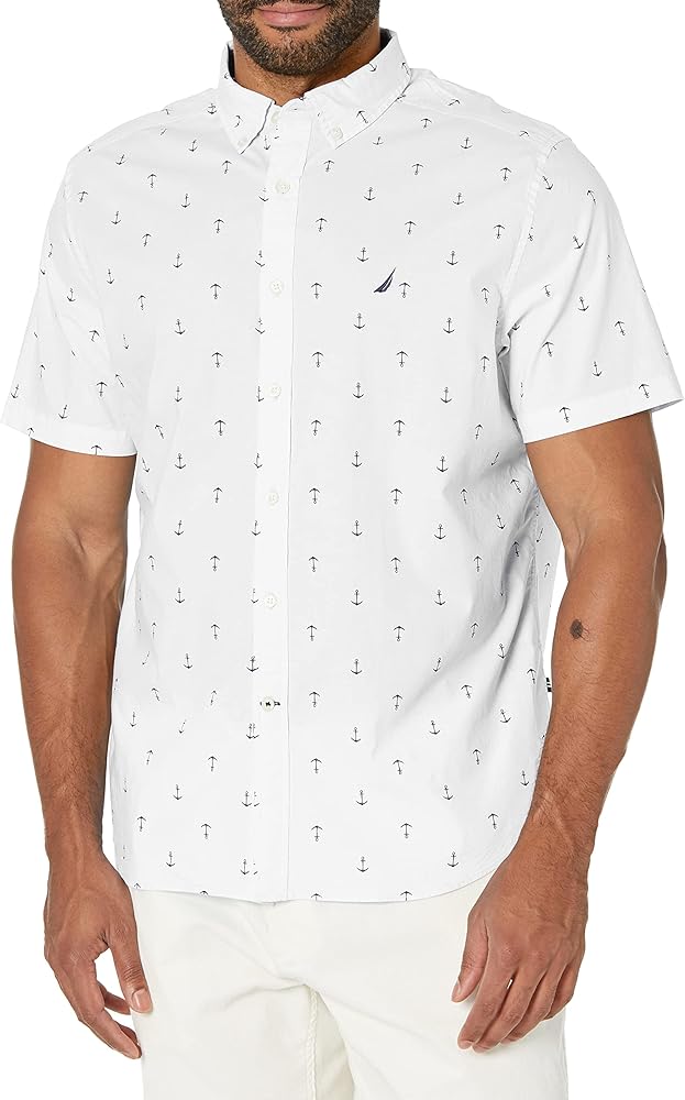 Nautica Men's Anchor Print Poplin Shirt