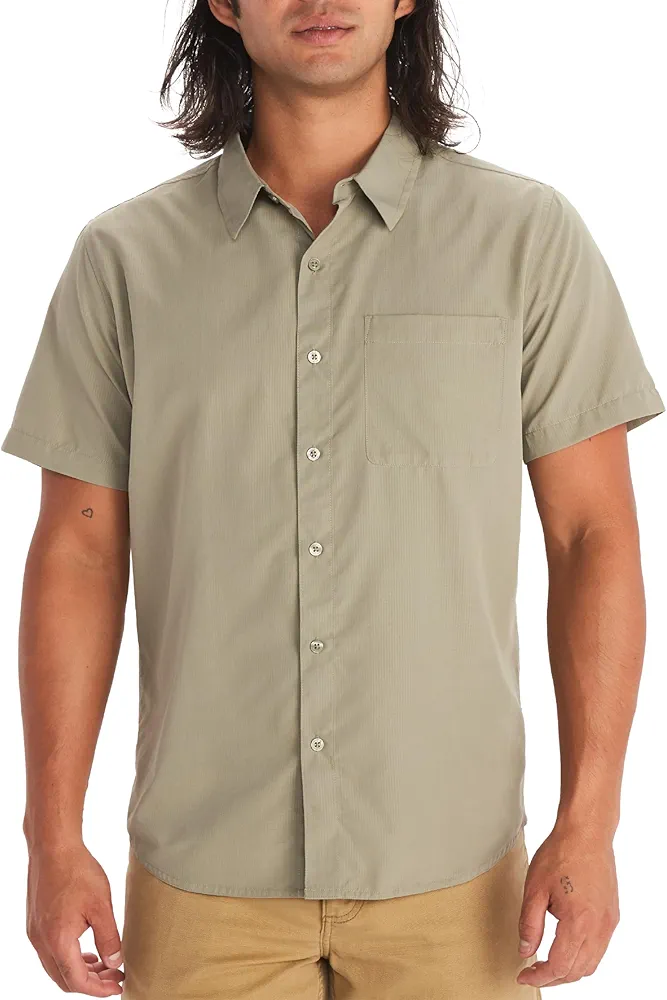 MARMOT Men's Aerobora Short Sleeve Button-Down Shirt - Lightweight, Packable, Quick-Drying UPF Protection