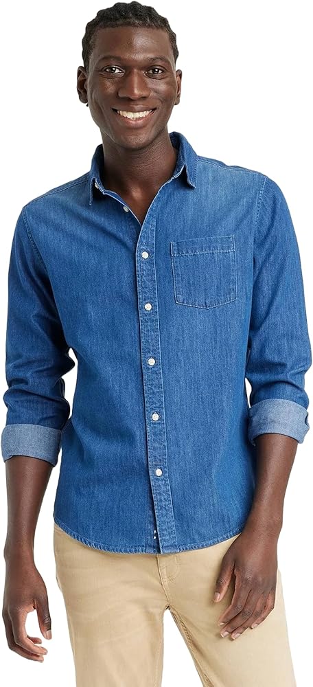 Goodfellow & Co Men's Denim Long Sleeve Button-Down Shirt -