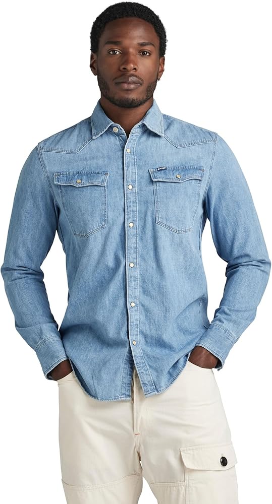 G-STAR Men's 3301 Western Denim Long Sleeve Slim Fit Shirt