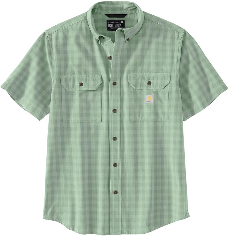 Carhartt Men's 105702 Loose Fit Midweight Short-Sleeve Plaid Shirt - Large - Jade