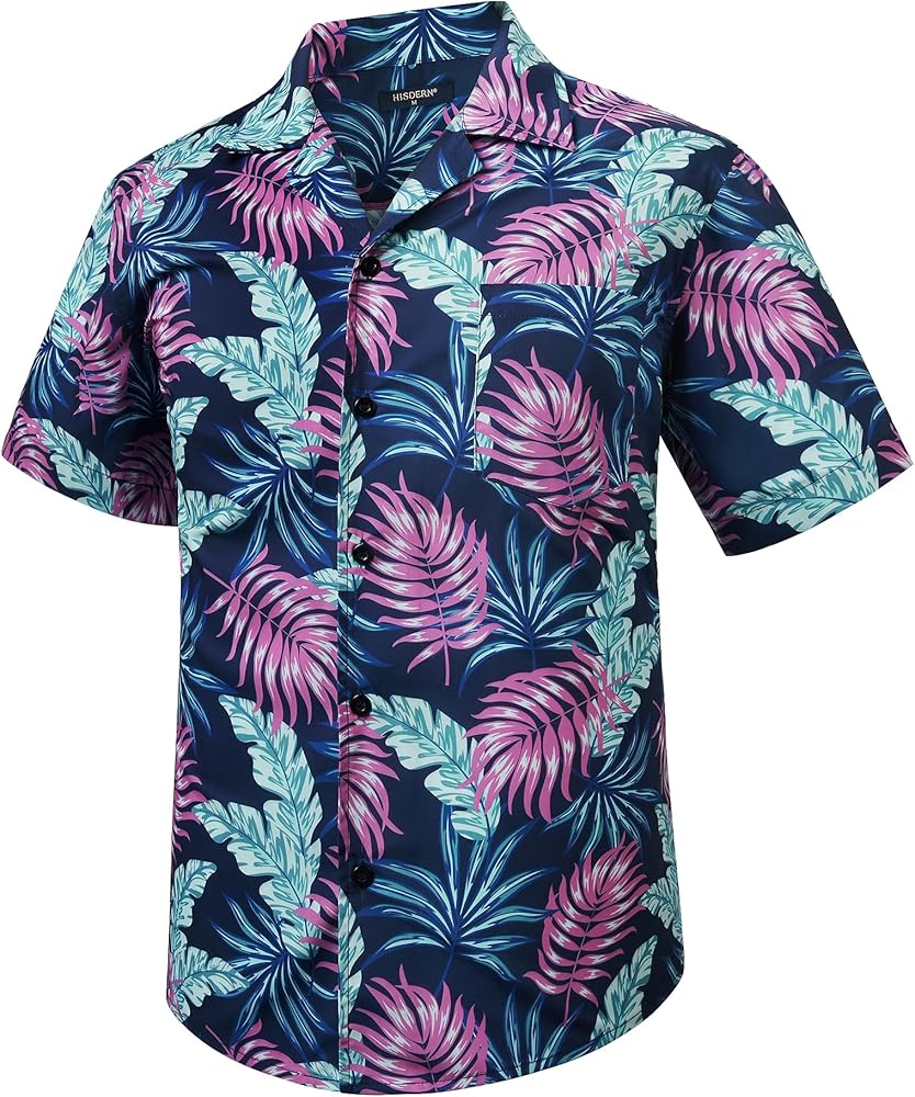 Mens Hawaiian Shirts Short Sleeve Button Down Tropical Aloha Shirt Casual Summer Hawaii Beach Shirts