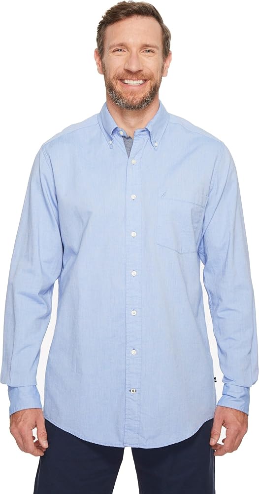 Nautica Men's Long Sleeve Button Down Solid Oxford Shirt