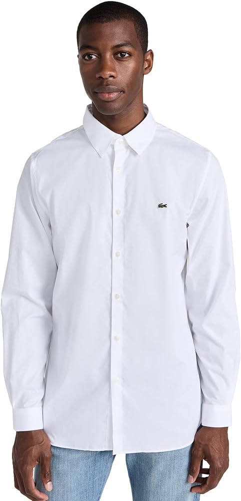 Lacoste Mens Long Sleeve Solid Slim Fit Poplin Shirt