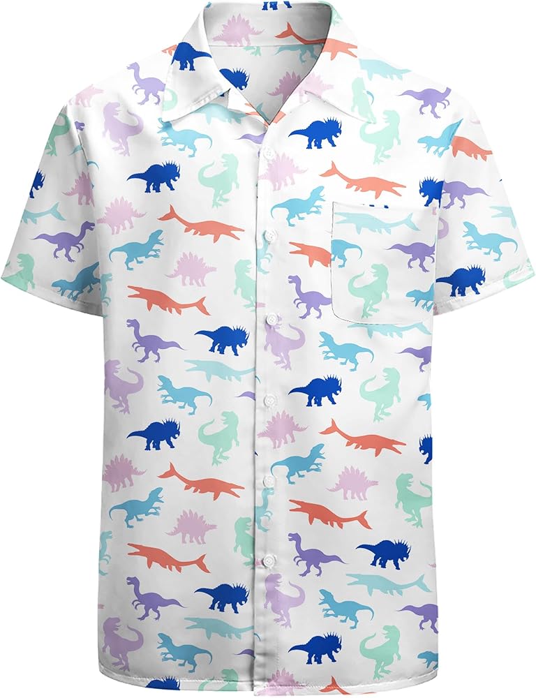 Hawaiian Shirt for Men Casual Print Short Sleeve Button Down Shirt Summer Beach Shirts