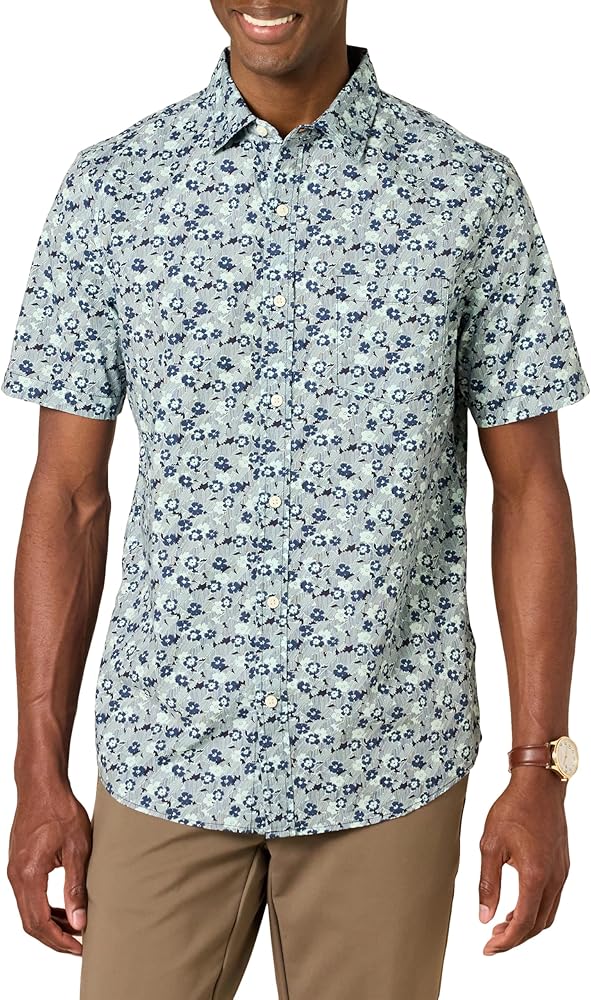 Amazon Essentials Men's Short-Sleeve Stretch Poplin Shirt (Available in Big & Tall)