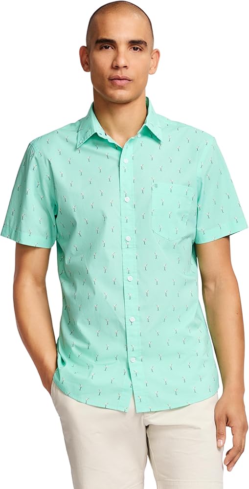 IZOD Men's Breeze Short Sleeve Button Down Patterned Shirt