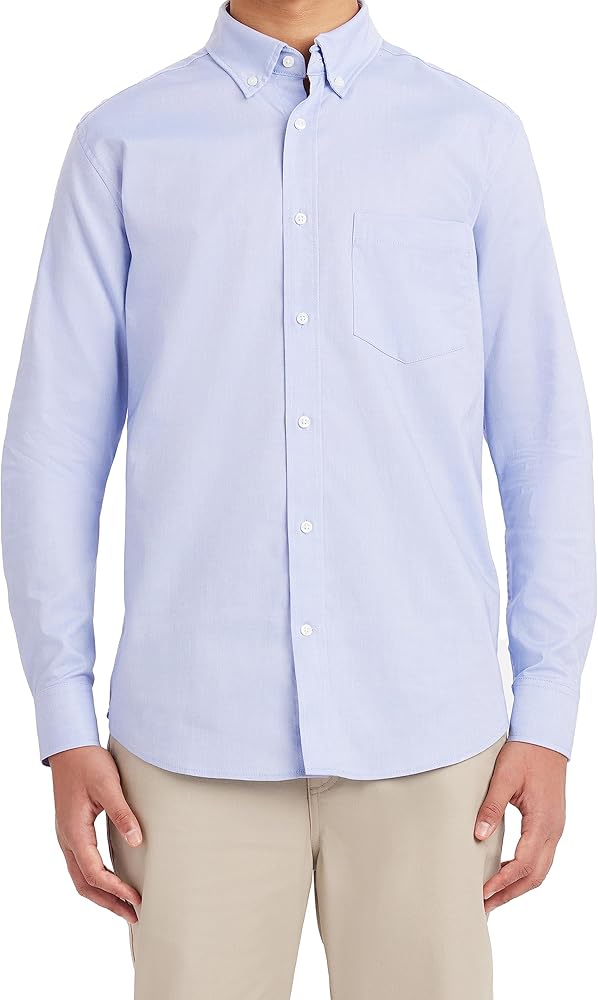 Nautica Young Men's School Uniform Long Sleeve Performance Oxford Button-Down Shirt