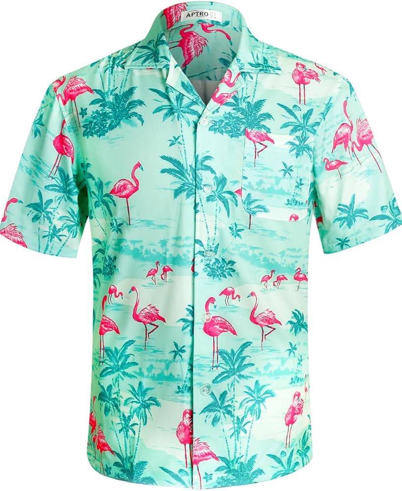 APTRO Men's Hawaiian Shirt Summer Beach Tropical Short Sleeve Button Down Shirt