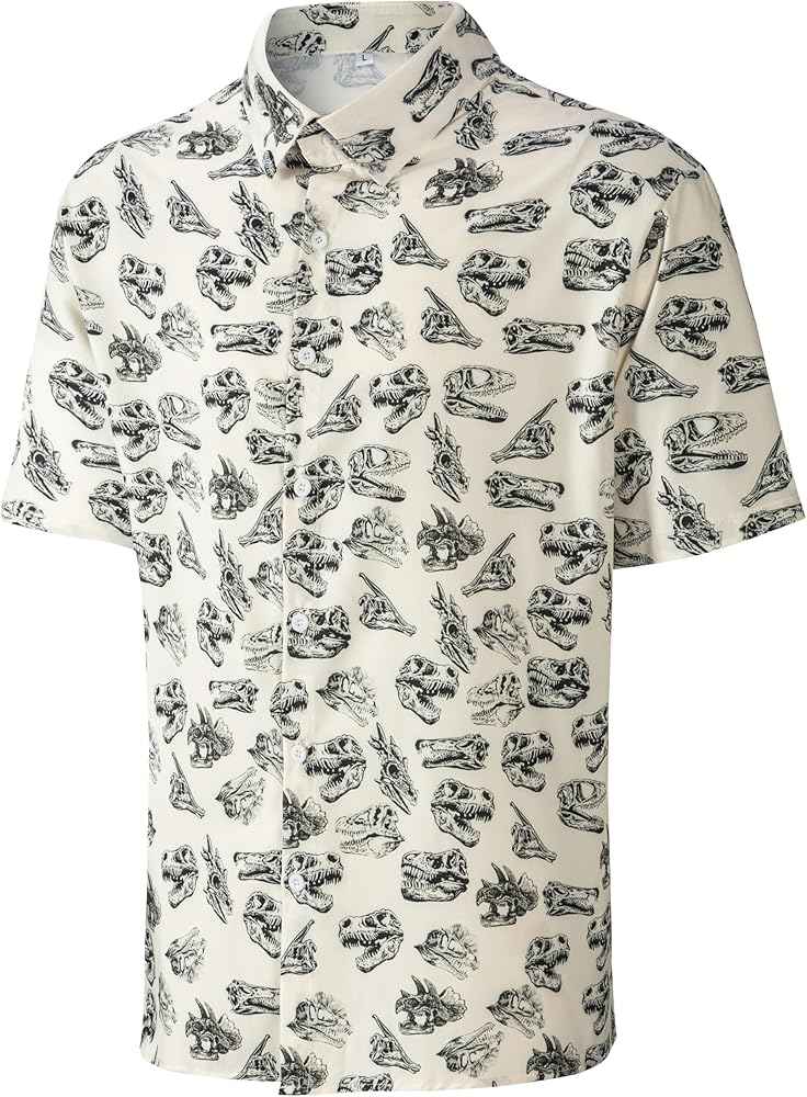 Men's Casual Button Down Shirts Regular Fit Short Sleeve Hawaiian Shirt for Men