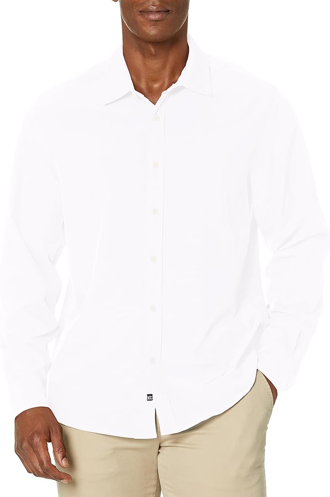 Kenneth Cole Men's Stretch Solid Button-Down Long Sleeve Shirt