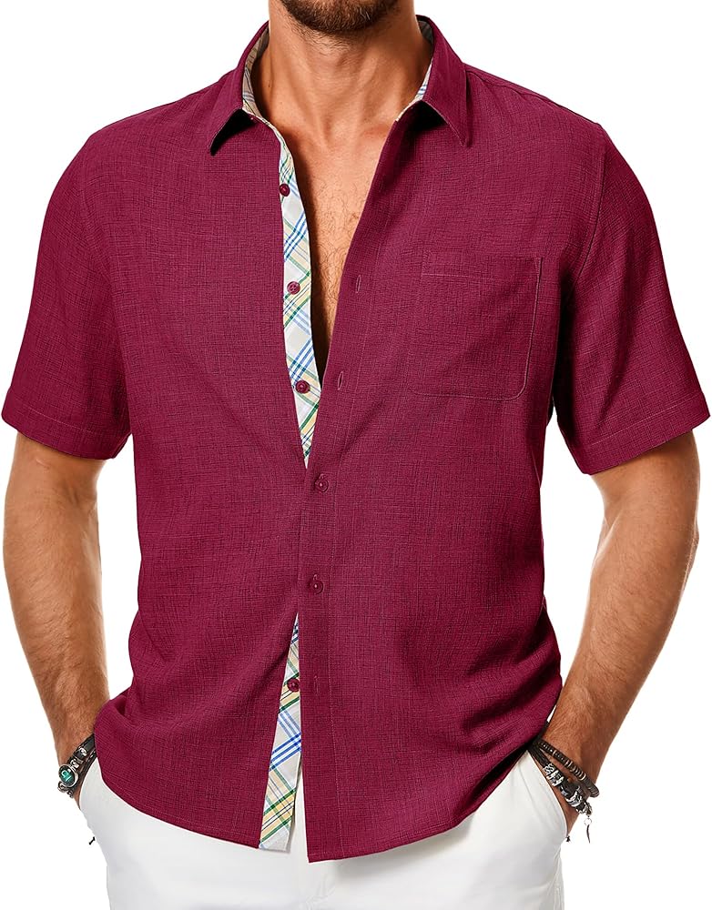 JMIERR Men‘s Shirts Short Sleeve Summer Button Down Casual Beach Hawaiian Shirt with Pocket