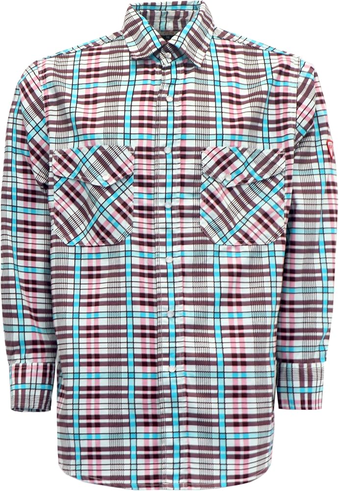 TICOMELA FR Shirt for Men Flame Resistant Shirts 6.5oz Light Weight Plaid Men's Fire Retardant Shirts