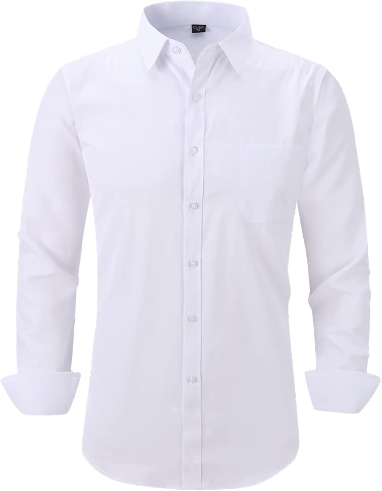 Long Sleeve Dress Shirts for Men - Regular-Fit Casual Button-Down Shirt with Pockets