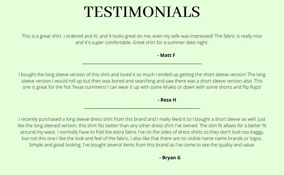 Short Sleeve Button Down Testimonials