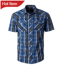 Gioberti Men&amp;amp;#39;s Short Sleeve Plaid Western Shirt W/Pearl Snap-on Buttons