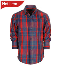 Gioberti Boys Long Sleeve Button Down Plaid Checked Shirt