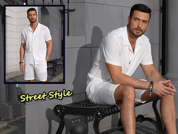 men 2 piece short sets outfits