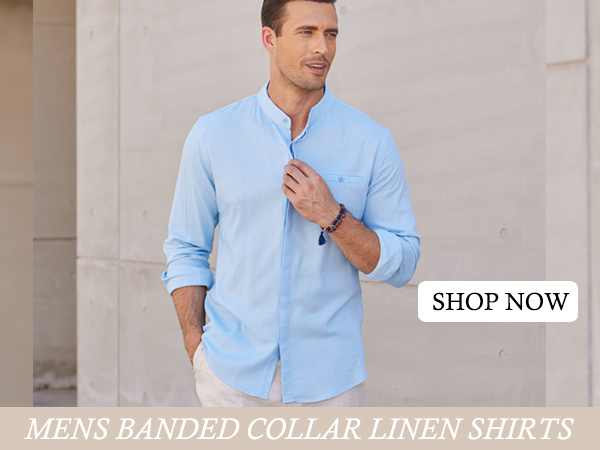 Long Sleeve Casual Banded Collar Shirts