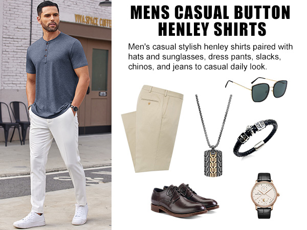 mens fashion henley shirts