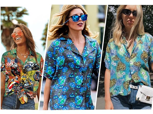 Style for Women hawaiian shirt; short sleeve hawaiian shirt