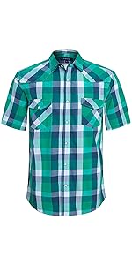 Green White Short Sleeve Western Shirts