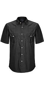 Black Short Sleeve Western Shirts